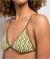 Quiksilver Lowers Tile Green & White Triangle Bikini Top