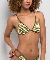Quiksilver Lowers Tile Green & White Triangle Bikini Top