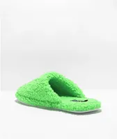 RIPNDIP Alien Face Green Fuzzy Slide Slippers