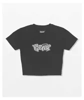 RIPNDIP Angels Rhinestone Black Crop Top T-Shirt