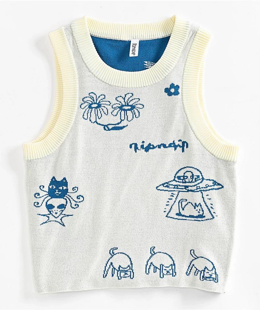 RIPNDIP Blonded Knit Reversible Off White Tank Top