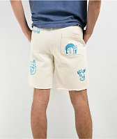 RIPNDIP Blonded Raw Edge White Denim Shorts