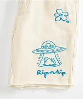 RIPNDIP Blonded Raw Edge White Denim Shorts