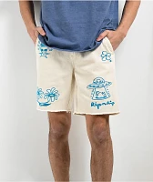 RIPNDIP Blonded Raw Edge White Denim Shorts