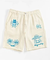 RIPNDIP Blonded Raw Edge White Denim Shorts