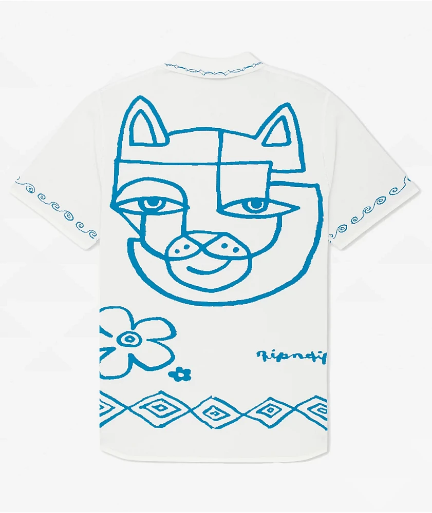 RIPNDIP Blonded White & Blue Reversible Short Sleeve Shirt