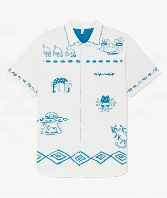 RIPNDIP Blonded White & Blue Reversible Short Sleeve Shirt