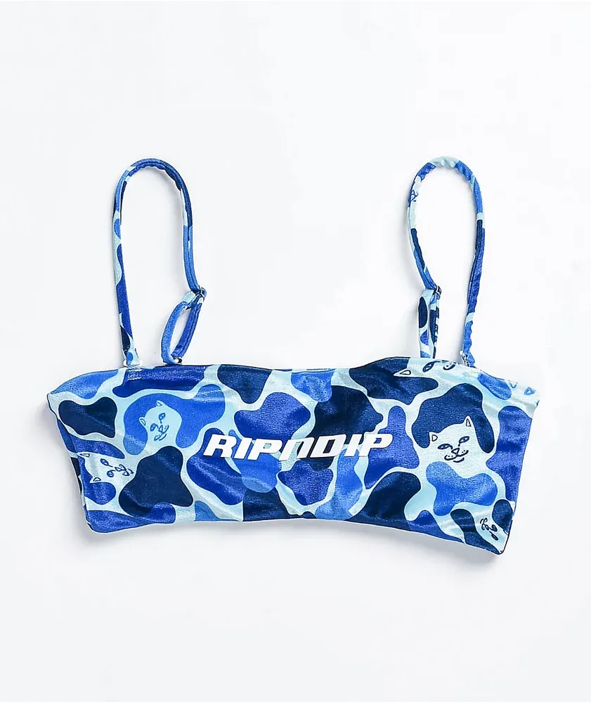 RIPNDIP Blue Camo Bandeau Bikini Top