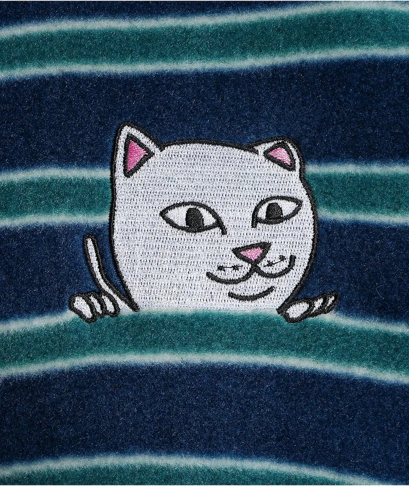 RIPNDIP Dizzy Nermal Navy & Teal Stripe Crew Neck Sweatshirt