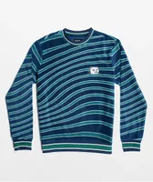 RIPNDIP Dizzy Nermal Navy & Teal Stripe Crew Neck Sweatshirt