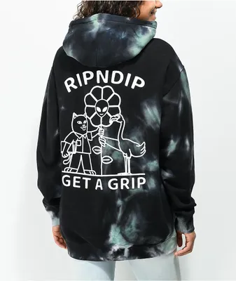 RIPNDIP Get a Grip Black Tie Dye Hoodie