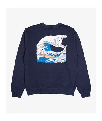 RIPNDIP Great Wave Navy Blue Crewneck Sweatshirt