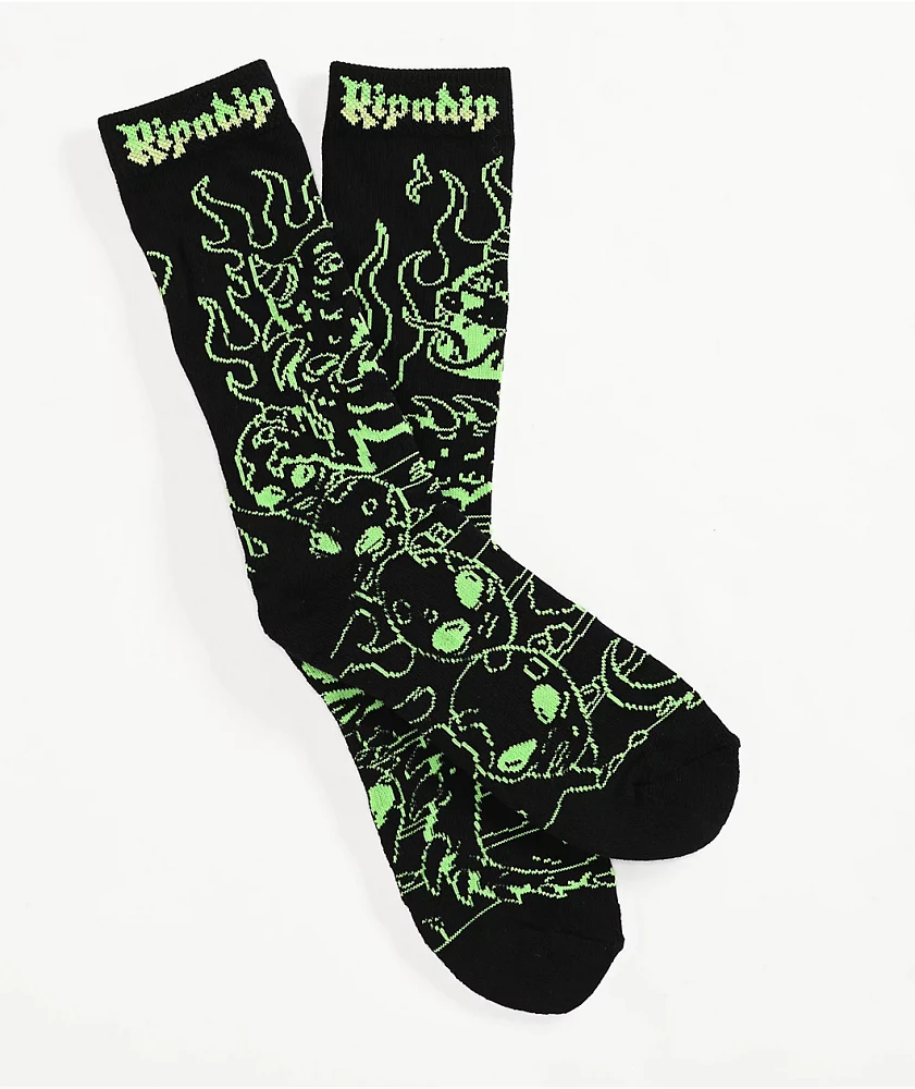 RIPNDIP Horntail Black Crew Socks