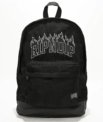 RIPNDIP Inferno Black Corduroy Backpack