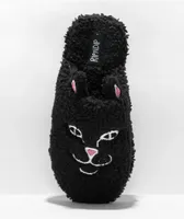 RIPNDIP Jerm Face Black Fuzzy Slide Slippers