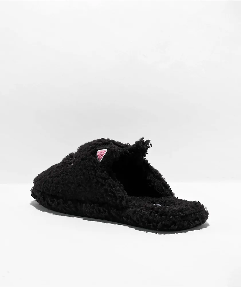 RIPNDIP Jerm Face Black Fuzzy Slide Slippers