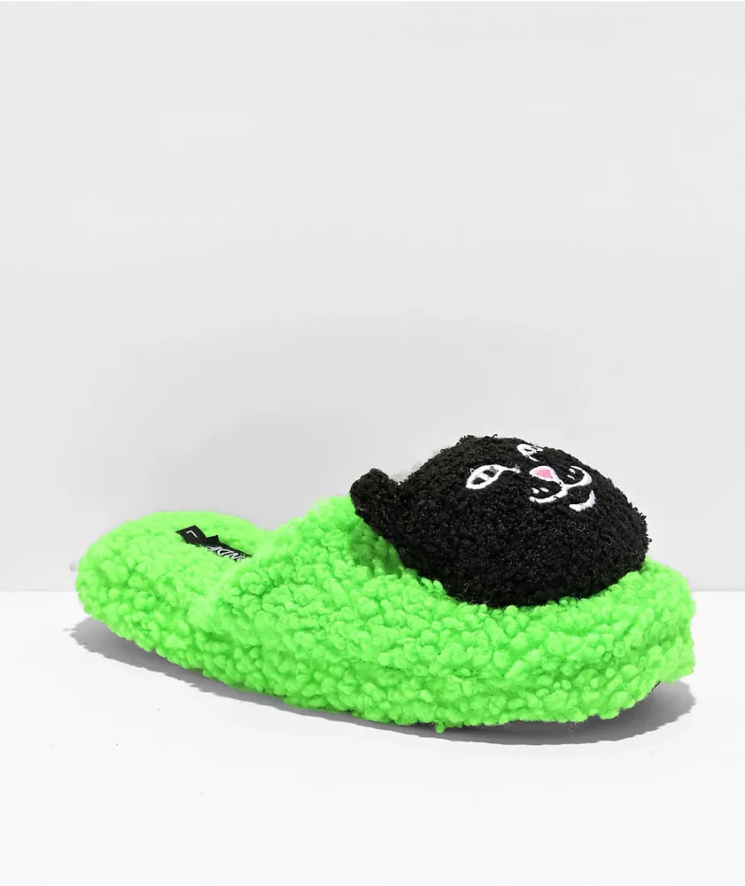 RIPNDIP Lord Jerm Face Plush Green Slippers