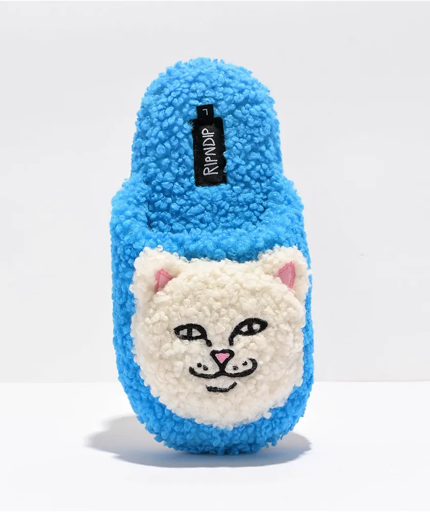 RIPNDIP Lord Nerm Face Plush Blue Slippers