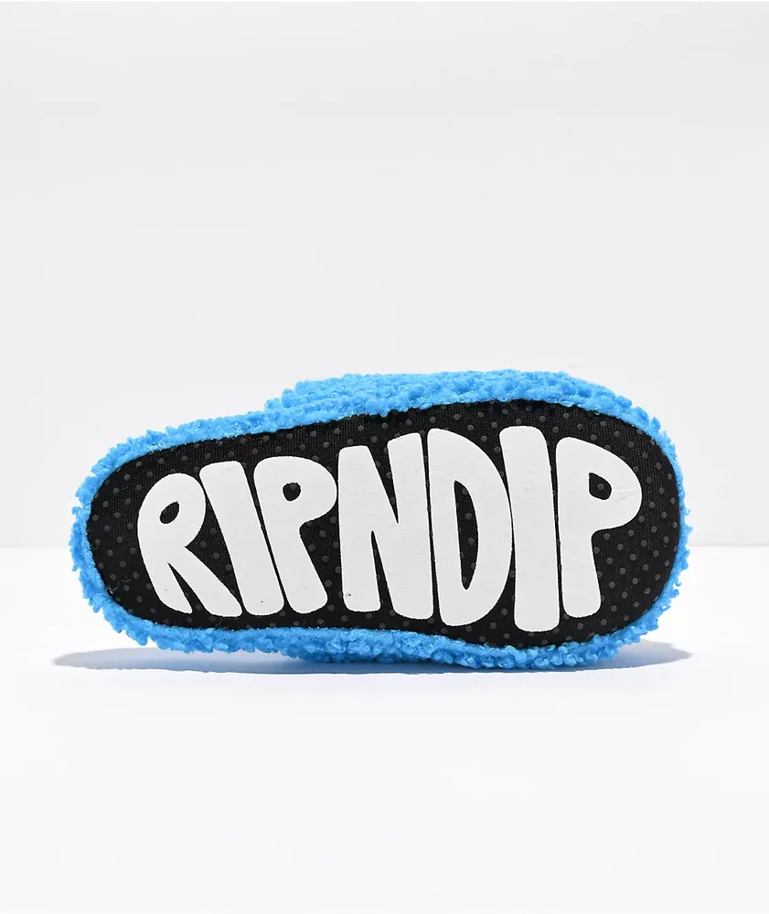 RIPNDIP Lord Nerm Face Plush Blue Slippers