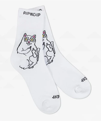 RIPNDIP Lord Nermal Blossom White Crew Socks