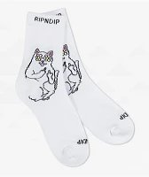 RIPNDIP Lord Nermal Blossom White Crew Socks