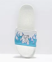 RIPNDIP Lord Nermal White & Blue Flame Sandals