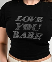 RIPNDIP Love U Babe Rhinestone Black Crop T-Shirt