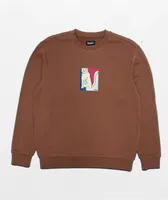 RIPNDIP Nermal Embroidered Brown Crewneck Sweatshirt