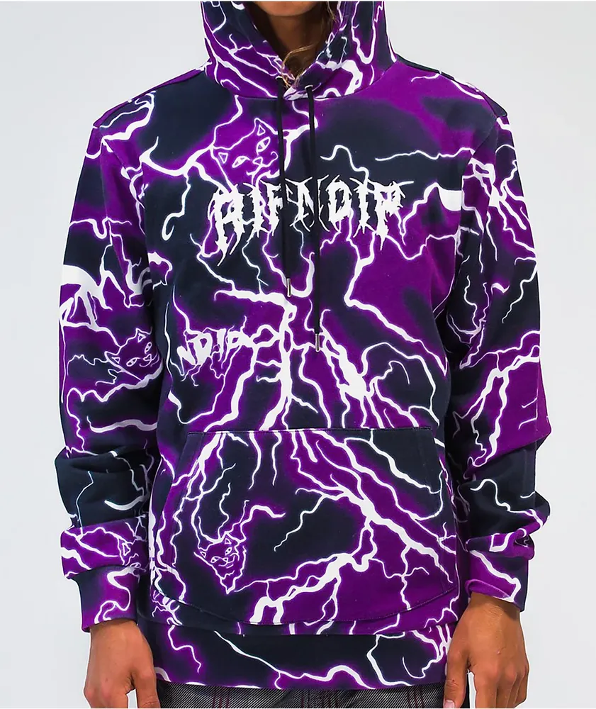 RIPNDIP Nikola Black & Purple Lightning Hoodie