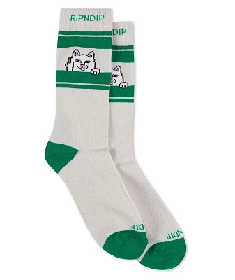 RIPNDIP Peeking Nermal Grey & Green Crew Socks