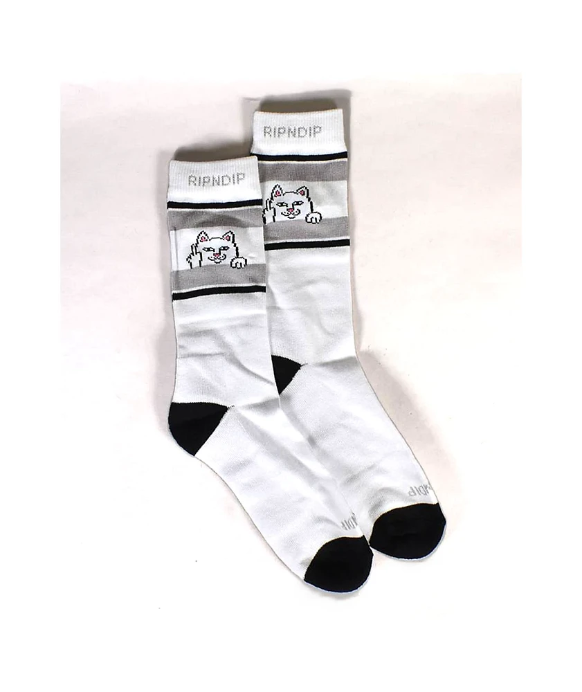 RIPNDIP Peeking White Crew Socks