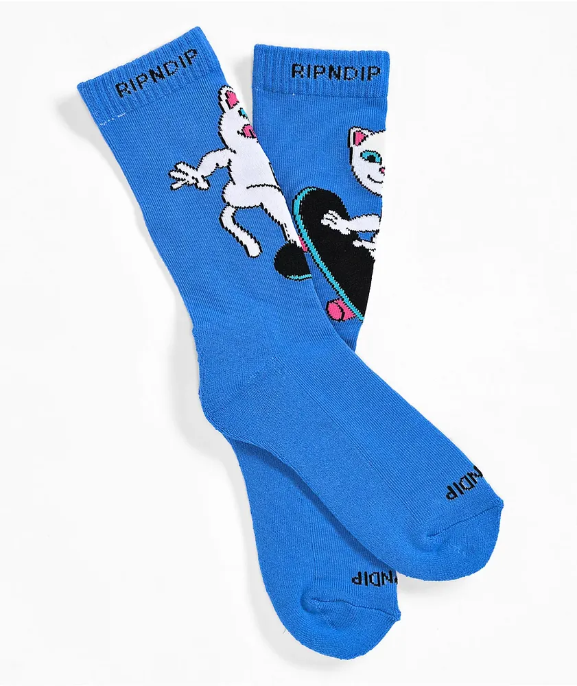 RIPNDIP Skater Nerm Slate Blue Crew Socks