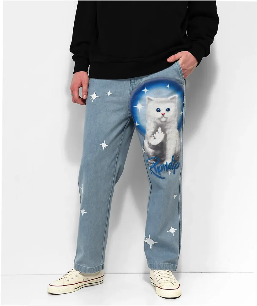 RIPNDIP Sprinkles Wide Leg Blue Denim Jeans