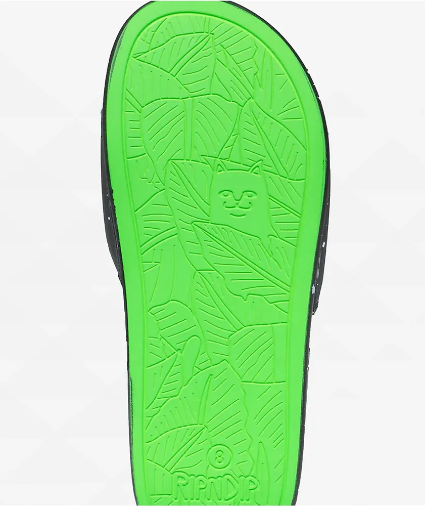 RIPNDIP We Out Here Black & Neon Slide Sandals