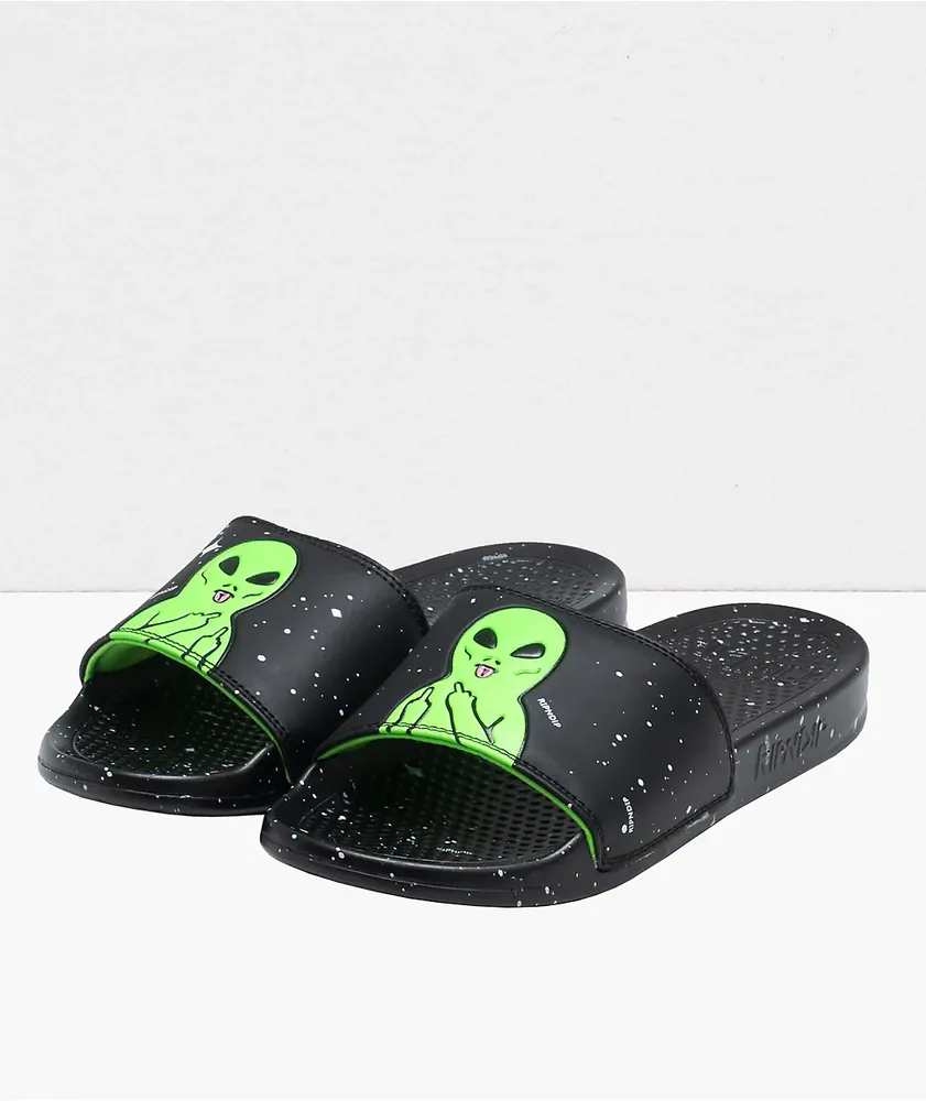 RIPNDIP We Out Here Black & Neon Slide Sandals