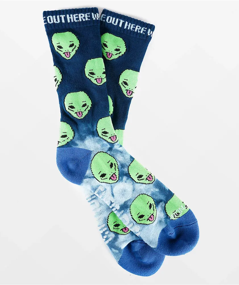 RIPNDIP We Out Here Blue Tie Dye Crew Socks