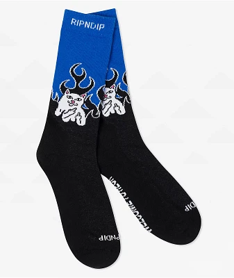 RIPNDIP Welcome To Heck Black & Blue Crew Socks
