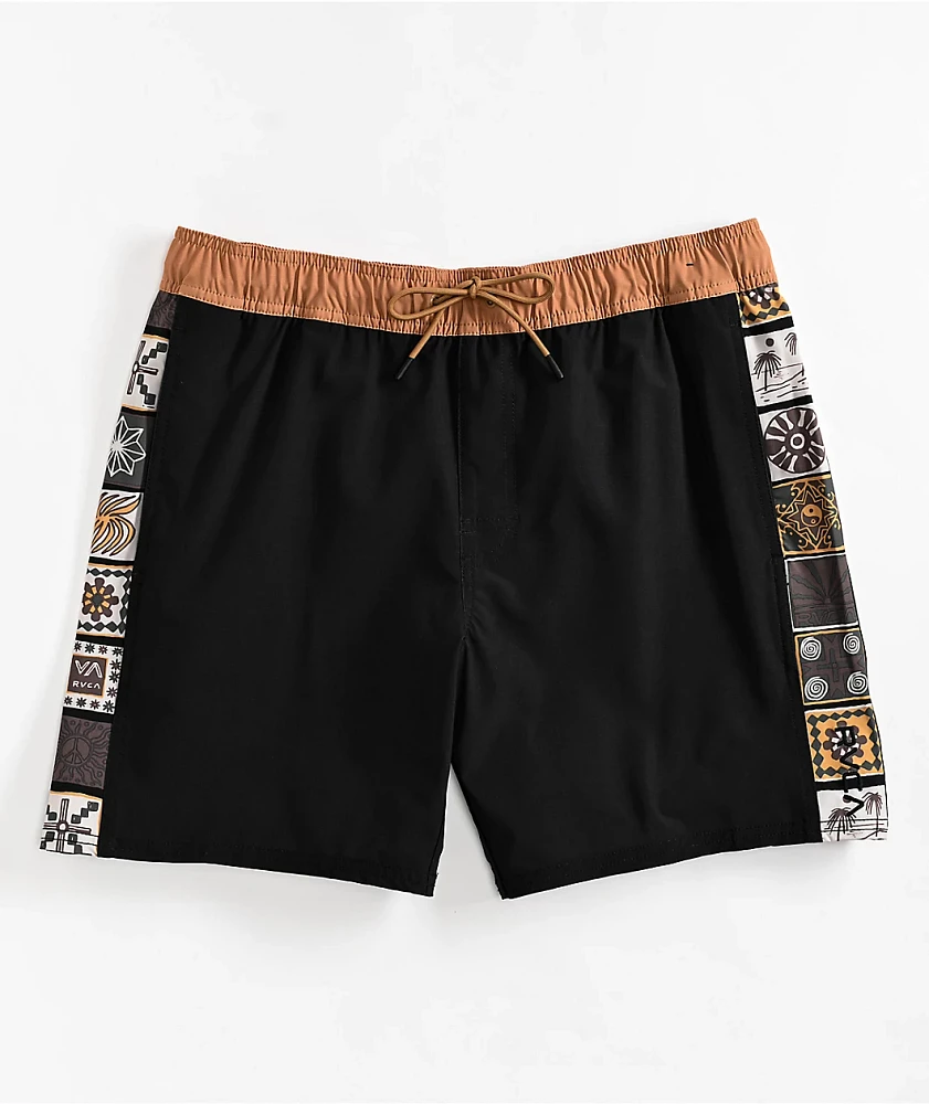 RVCA Apex Elastic Waist Black Camel Board Shorts