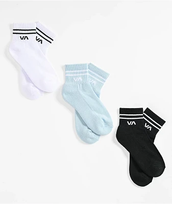 RVCA Black, White & Blue 3 Pack Ankle Socks