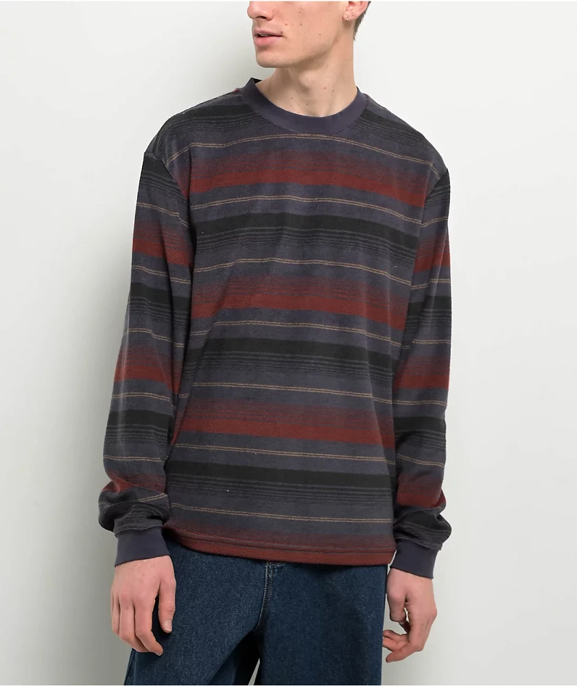 RVCA Bridge Garage Blue Stripe Long Sleeve T-Shirt