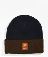 RVCA Builder Navy & Brown Beanie