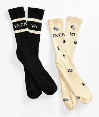 RVCA Dice Black & White 2 Pack Crew Socks