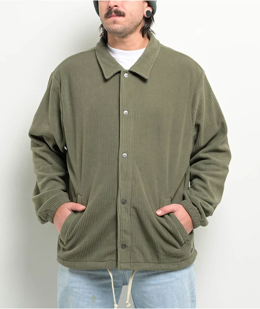 RVCA Downtown Olive Fleece Coaches Jacket