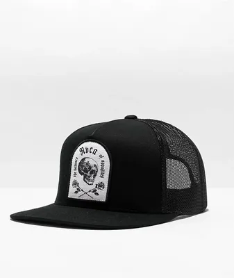 RVCA Opposite Skull Black Trucker Hat