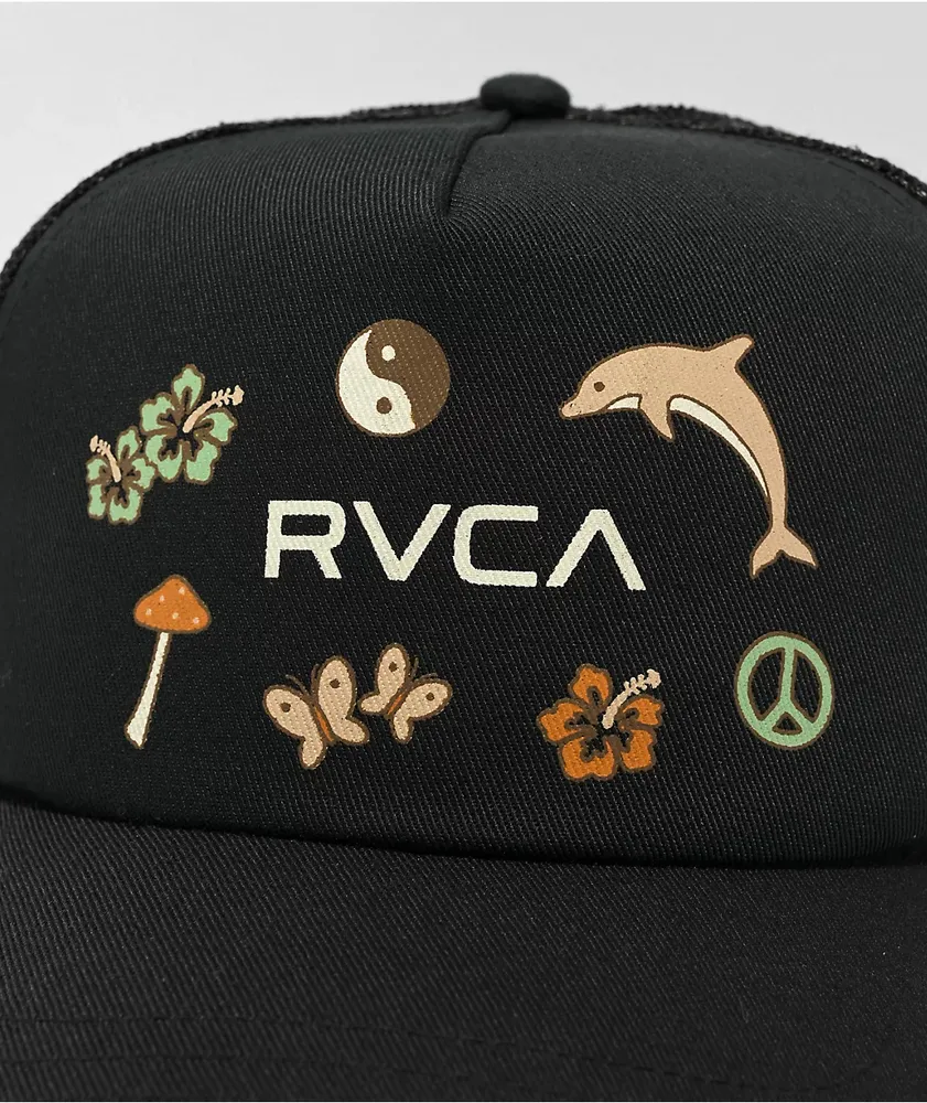 RVCA Sticker Black Trucker Hat