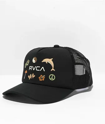RVCA Sticker Black Trucker Hat