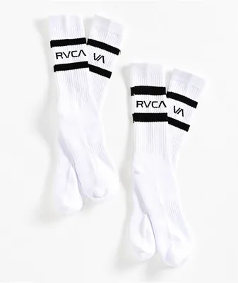 RVCA White & Black Stripe 2 Pack Crew Socks