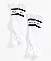 RVCA White & Black Stripe 2 Pack Crew Socks