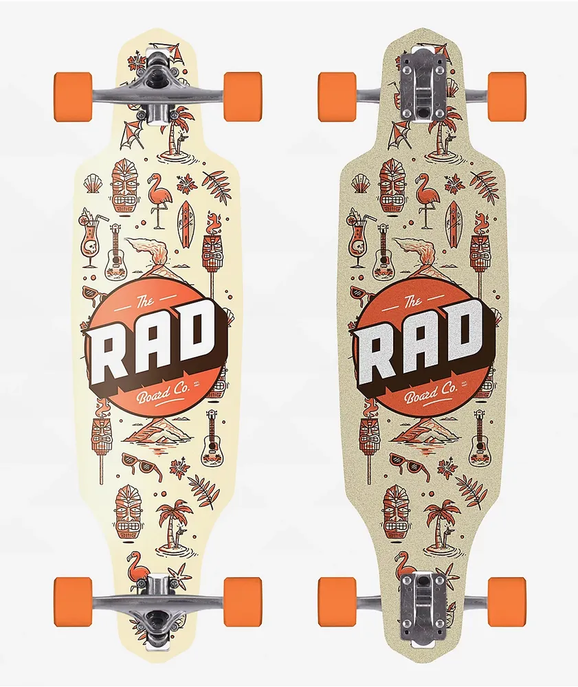 Rad Tiki Wallpaper 36" Drop Through Longboard Complete