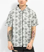 Ragged Priest Backchat Grey Short Sleeve Zip Up Woven Shirt